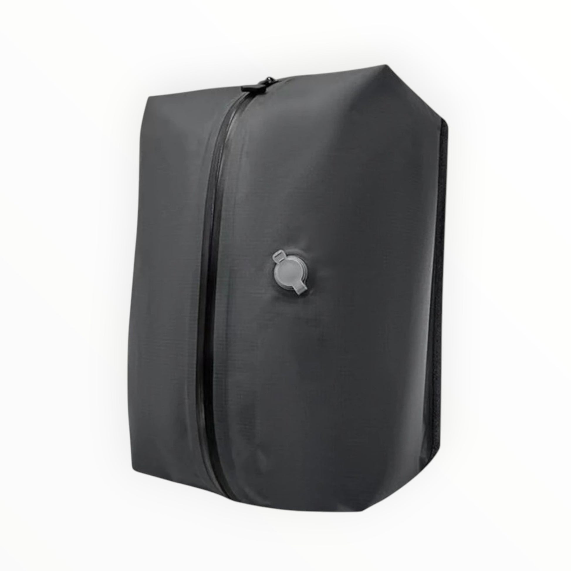Black vaccum compression bag on a white background