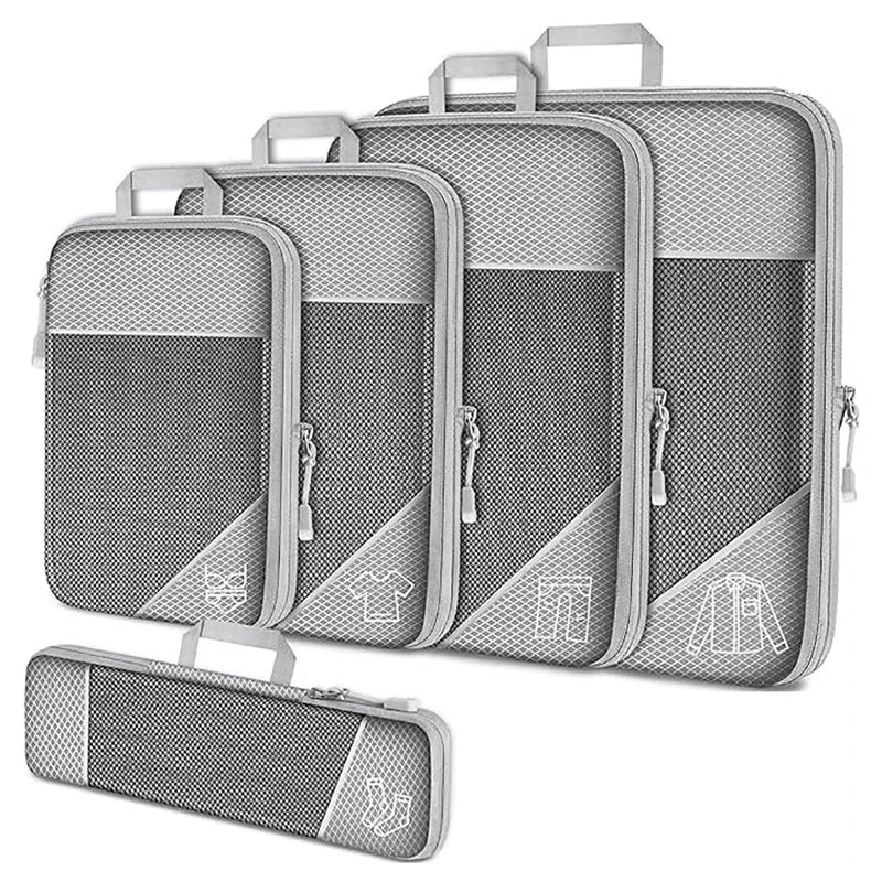 A set of grey compression packing cubes
