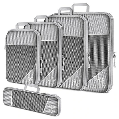 A set of grey compression packing cubes
