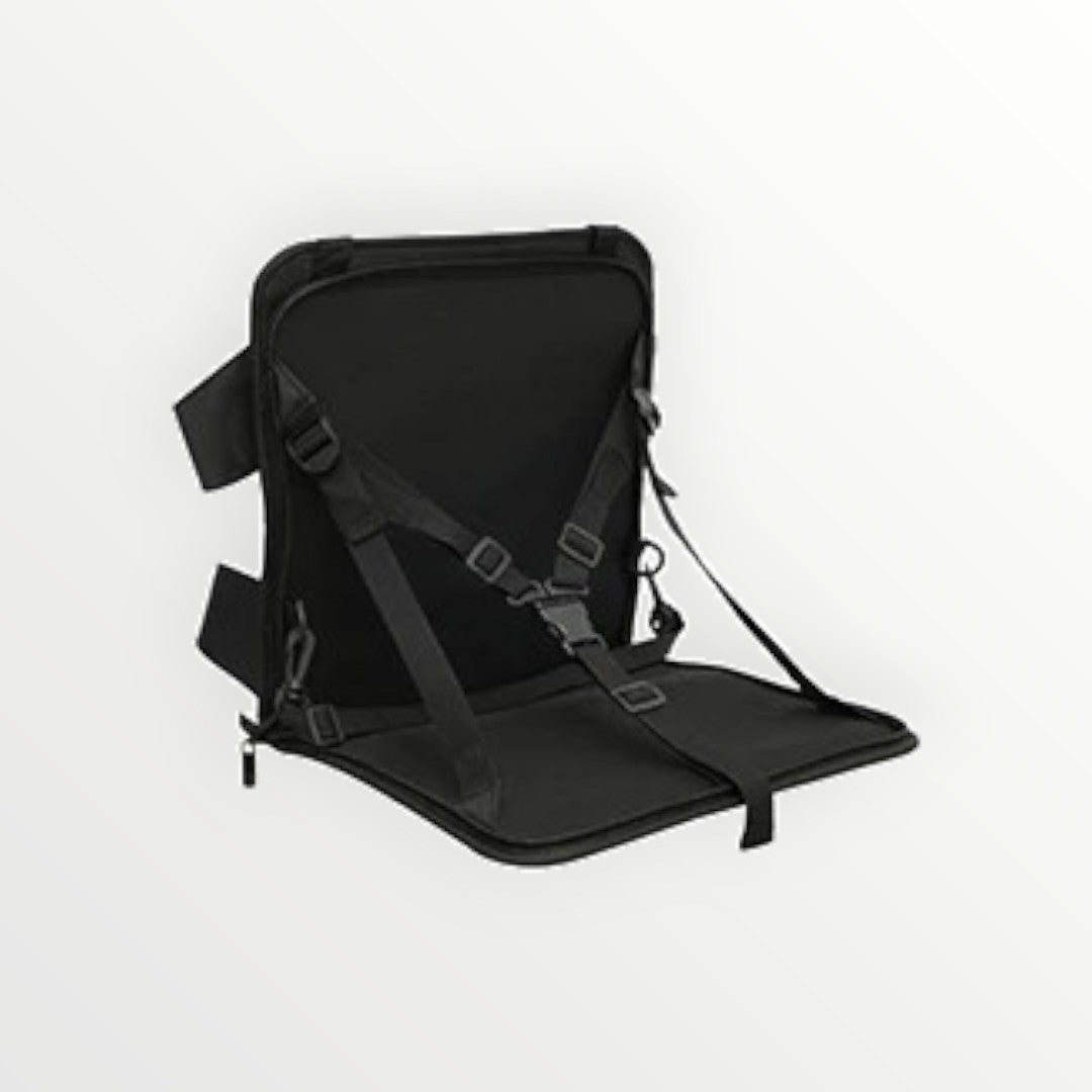 Black backpack with straps on a white background
