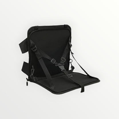 Black backpack with straps on a white background